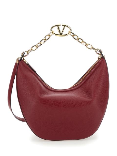 Valentino Valentino Garavani Women 'Vlogo Moon' Bordeaux Hobo Shoulder Bag In Grainy Leather Woman