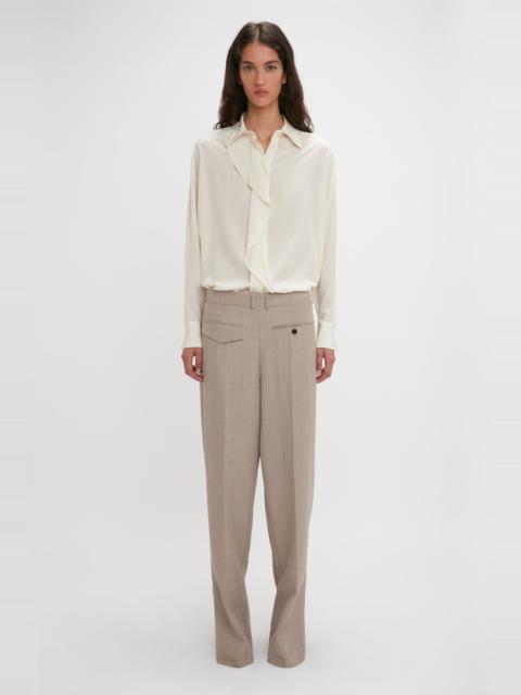 Victoria Beckham Asymmetric Ruffle Blouse In Ivory
