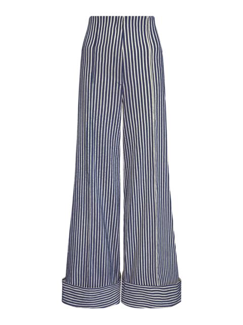 ANDRES OTALORA Refugios Cotton Twill Wide-Leg Pants navy