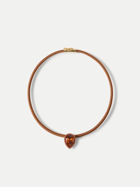 VERONICA BEARD BROWN CORD PENDANT NECKLACE