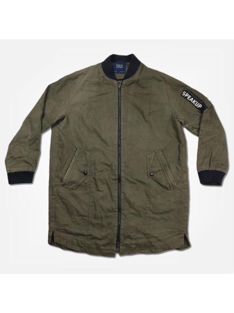 Other Designers Designer - ZARA Z1975 Denim Army Military Speakup Green Long Jacket
