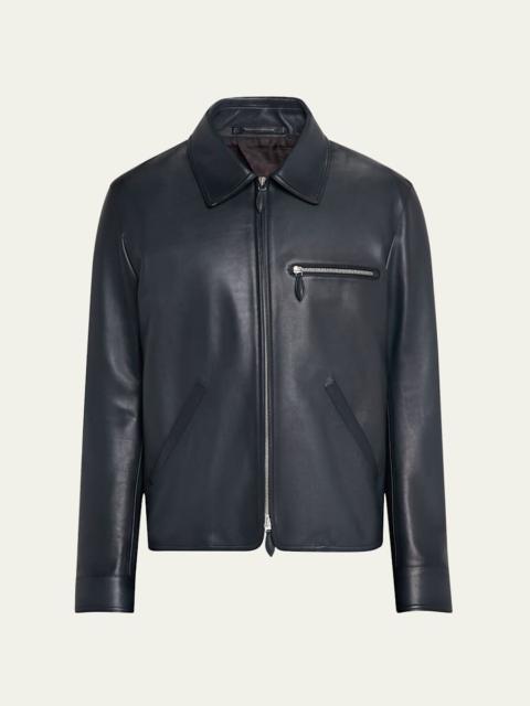 Berluti Men's Full-Zip Leather Jacket