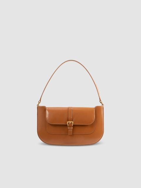 BY FAR Miranda Summer Tan Semi Patent Leather Shoulder Bag