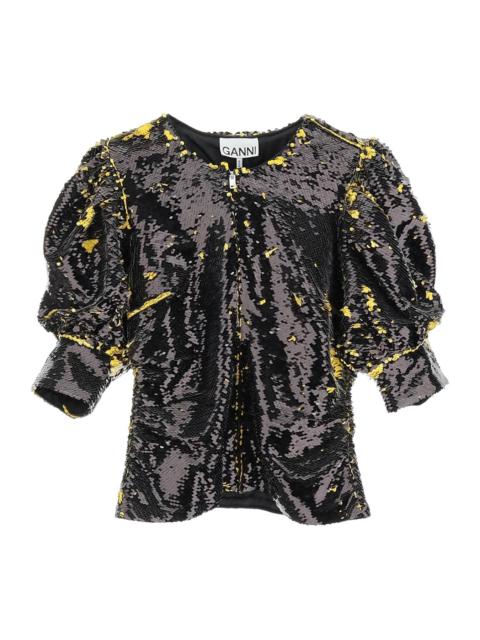 Ganni Two Tone Sequin Top