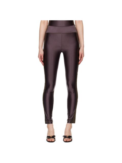 VERSACE JEANS COUTURE Brown Logo Trim Leggings