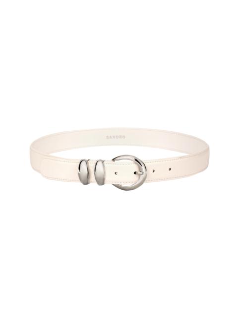 Sandro SANDRO Leather belt with metal buckle in White at Nordstrom