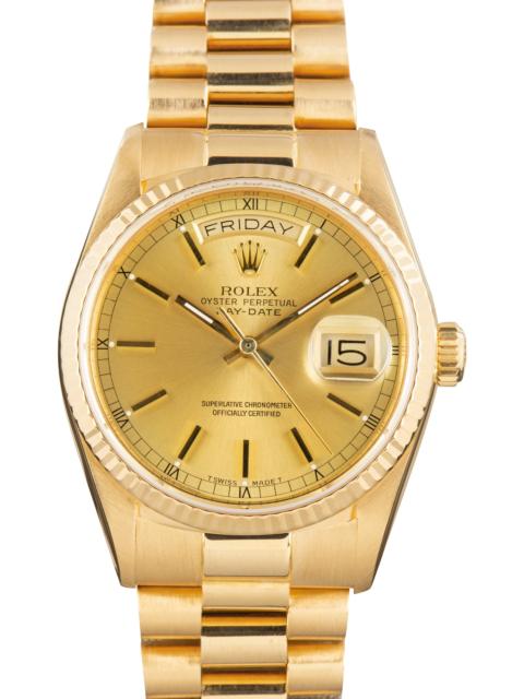 ROLEX Used Rolex Day-Date 36 Yellow Gold Ref 18038 Champagne Dial