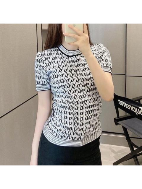 FENDI Fendi monogram knit short-sleeved top