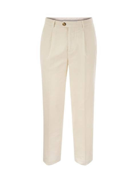 Brunello Cucinelli Leisure Fit Trousers In Garment Dyed Cotton Corduroy With Darts