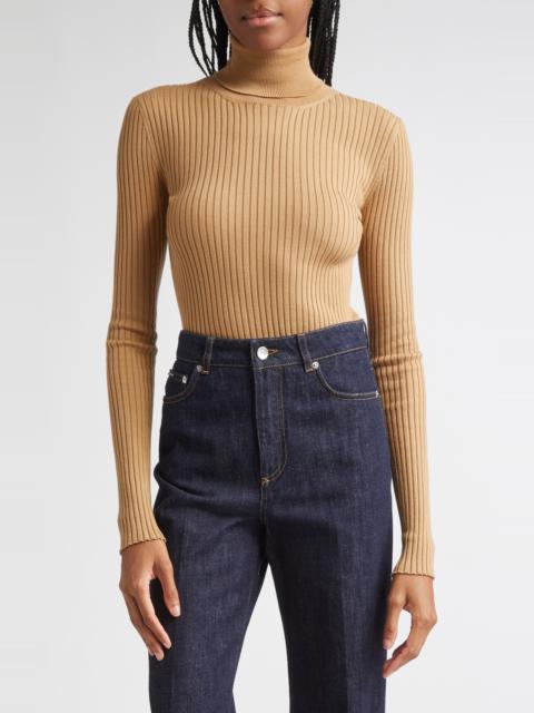 Dolce & Gabbana Dolce&Gabbana Virgin Wool Blend Rib Turtleneck Sweater in M2366 Beige Medio at Nordstrom