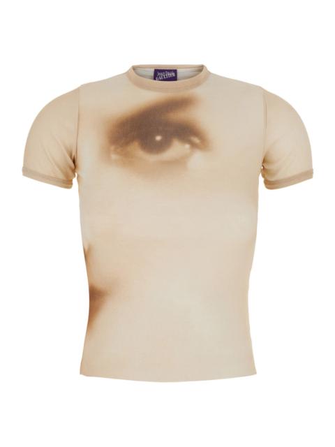 Jean Paul Gaultier Jean Paul Gaultier Women Beige T-Shirt With 'Face' Print In Tech Fabric For Women