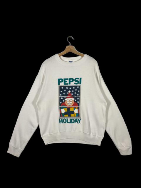 Other Designers Vintage - Vintage 90s Pepsi Holiday Sweatshirt L Size White Colour