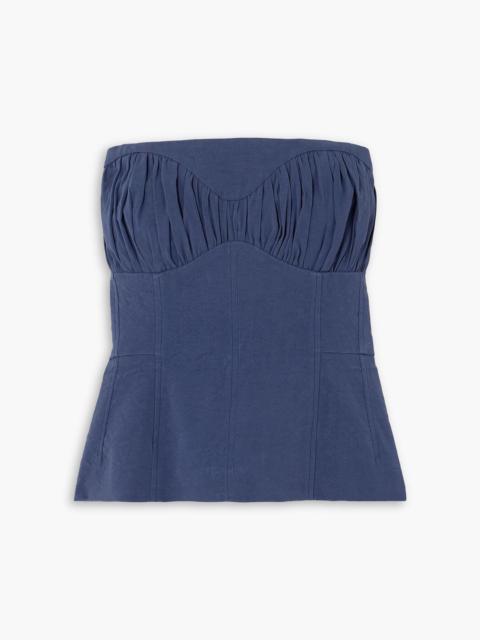 TOVE Ruby strapless linen-blend twill peplum bustier top