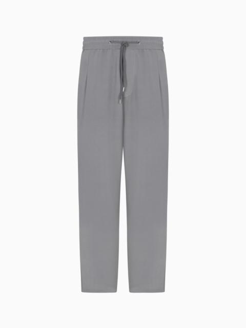GIORGIO ARMANI SILK CRÊPE FLAT-FRONT TROUSERS