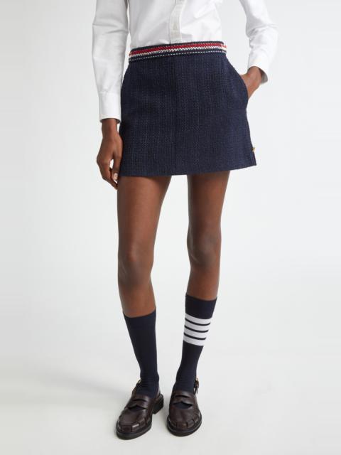 Thom Browne Thom Browne Side Tab Tweed Miniskirt in Navy at Nordstrom
