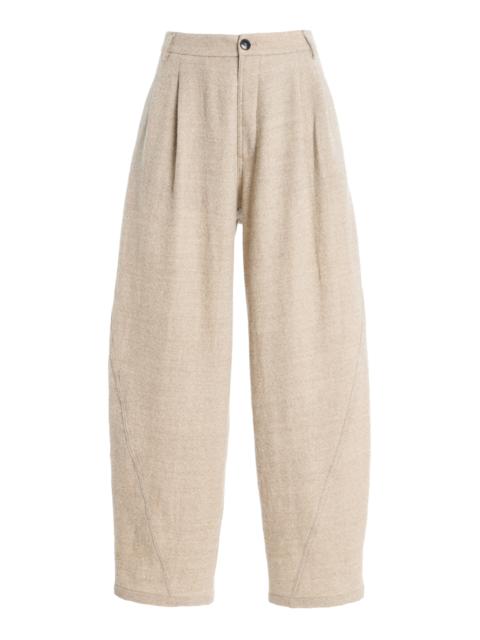 DARKPARK Phebe Pleated Wool Wide-Leg Pants neutral
