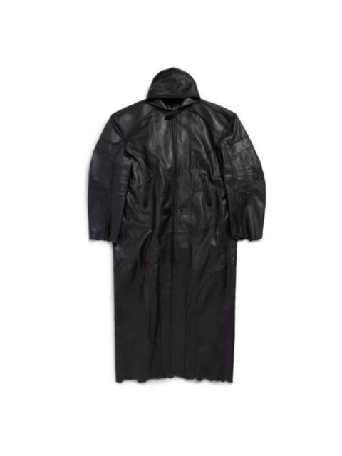 BALENCIAGA Balenciaga Hooded Leather Biker Coat