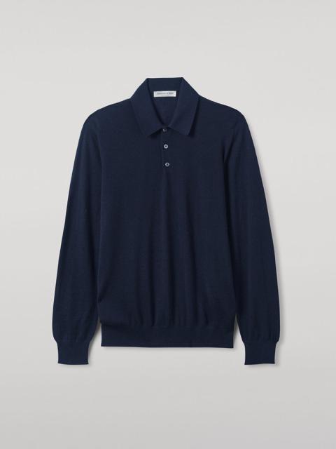 Johnstons of Elgin Navy Cashmere Polo Shirt