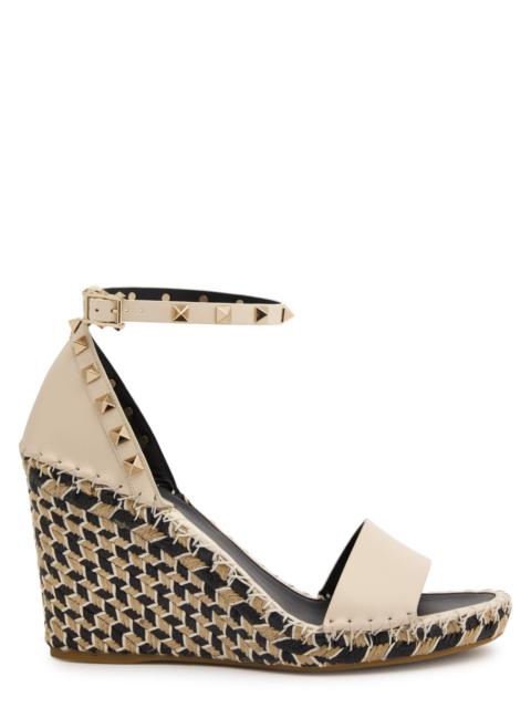 Valentino Valentino Rockstud 100 Leather Wedge Espadrilles