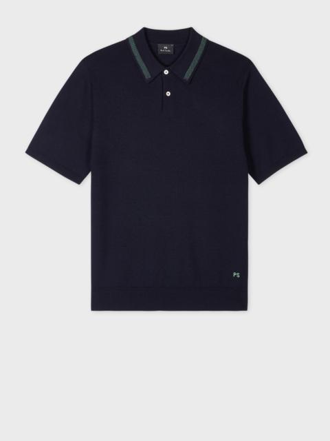 Paul Smith Navy Merino Wool Polo Shirt