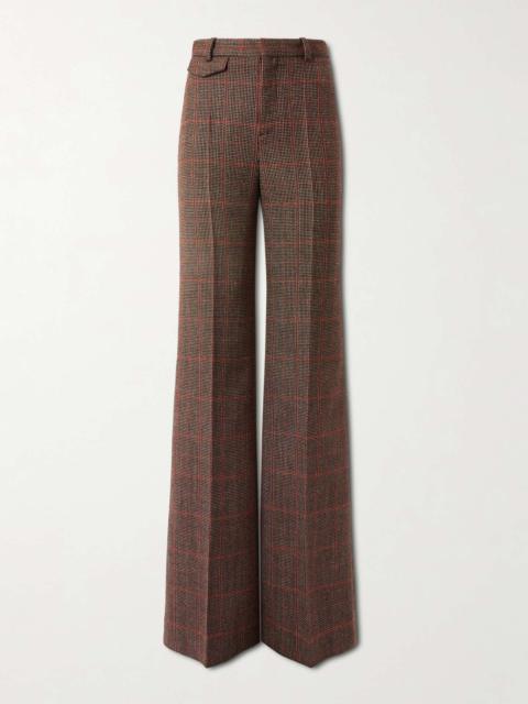 Checked wool flared pants Brown