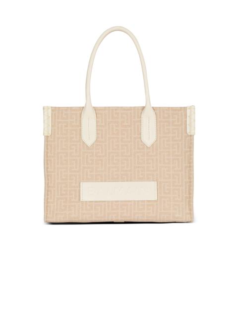 Balmain B-Army 36 monogrammed canvas jacquard and leather tote bag