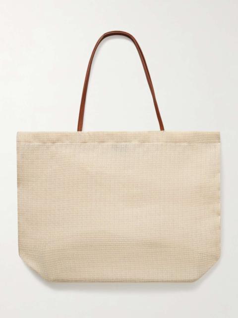 Barn leather-trimmed mesh tote Beige