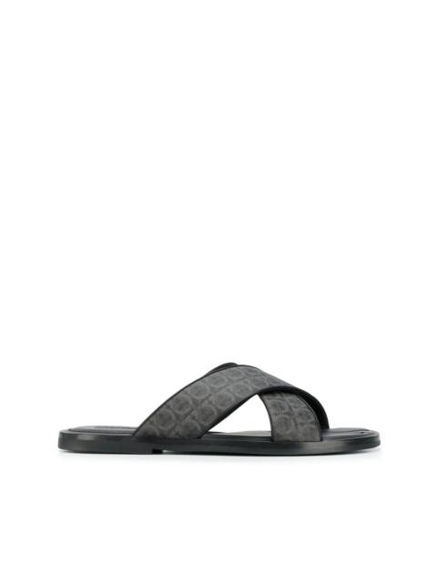 FERRAGAMO Ferragamo Gancini Leather Pool Slides