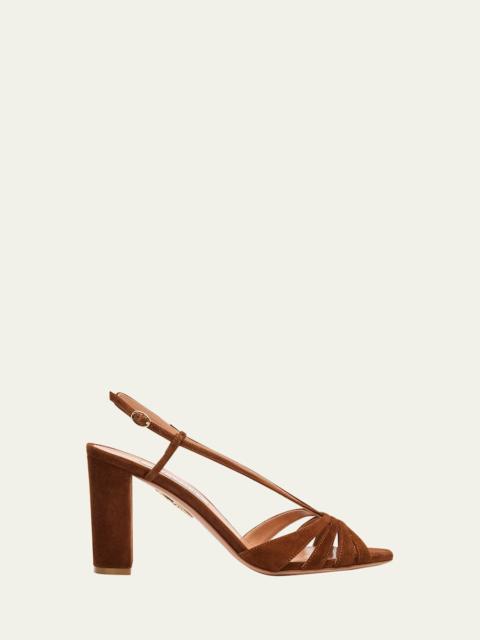 AQUAZZURA 85mm Aimee Suede Block-Heel Sandals