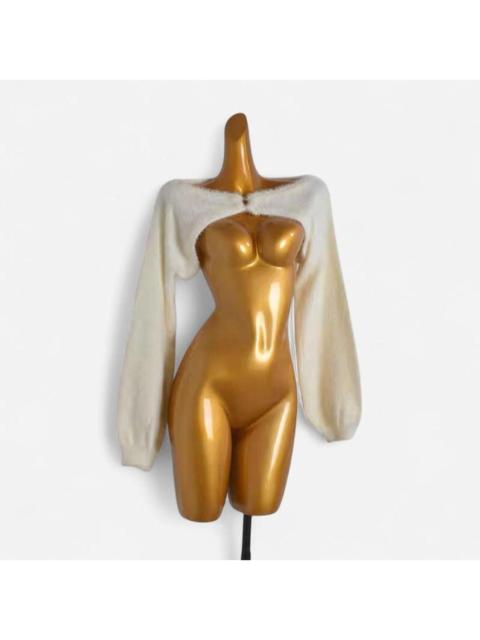 Other Designers Japanese Brand - Deadstock Cream and White Fuzzy Knitted Bolero US4