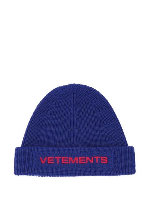 VETEMENTS Blue Wool Beanie Hat