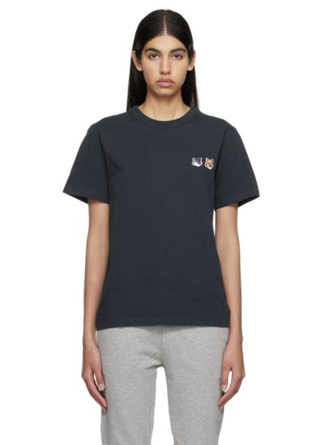 Maison Kitsune Gray Double Fox Head T-Shirt