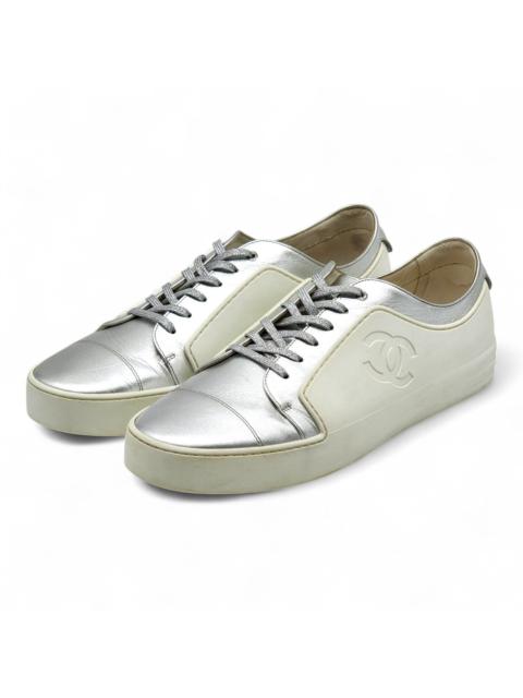 Other Designers Chanel - Chanel CC Rev Men's Leather Sneakers White Silver G32719 EU 46 US 13