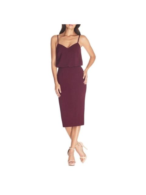 Other Designers NWT‎ Dress the Population Alondra Bubble Hem
Blouson Top Midi Dress in Burgundy