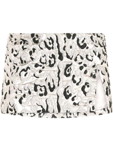 Dolce & Gabbana metallic embroidered leopard print skirt