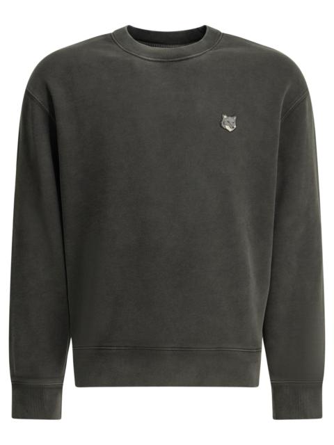 Maison Kitsuné Maison Kitsuné Fox Head Faded Crew Neck Sweatshirt Black