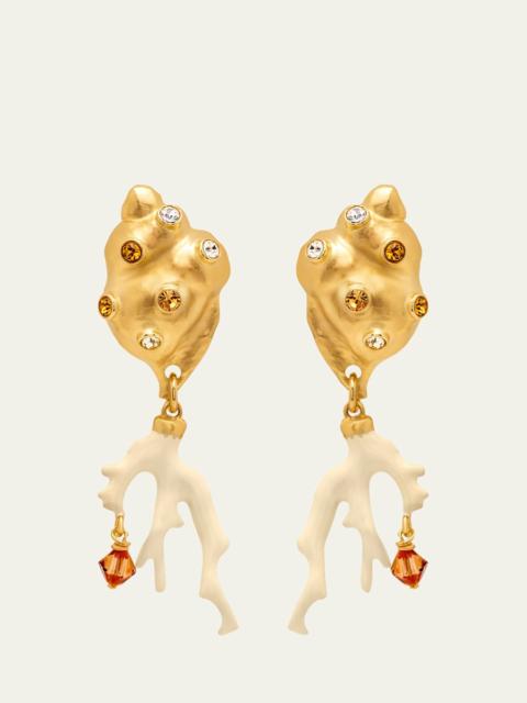 Oscar de la Renta Seashell and Coral Clip-On Earrings
