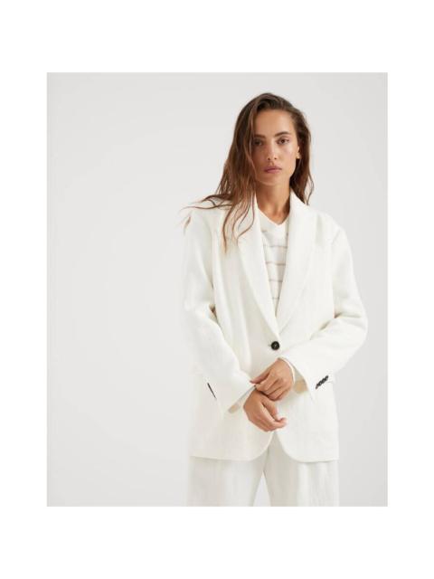 Brunello Cucinelli Brunello Cucinelli Wooff White Linen Blend Jacket