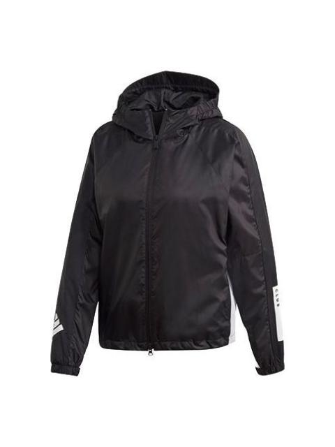 adidas (WMNS) adidas W.N.D. Letter Logo Applique Sports Hooded Jacket Black FL1850