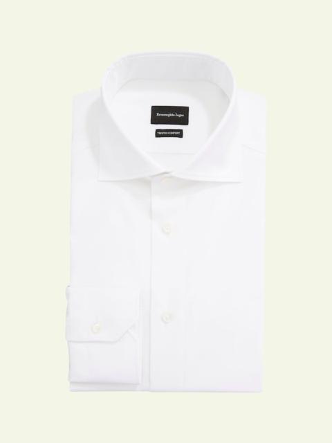 ZEGNA Men's Milano Fit Solid Trofeo Comfort Cotton Trim-Fit Dress Shirt