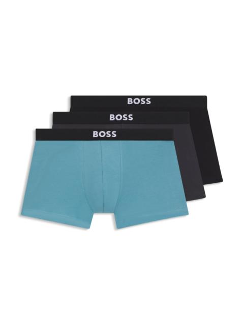 BOSS THREE-PACK OF STRETCH-COTTON TRUNKS WITH LOGO WAISTBANDS