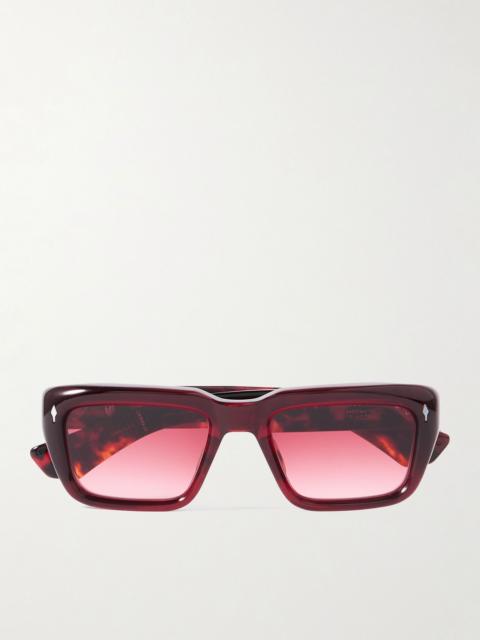 JACQUES MARIE MAGE Walker square-frame acetate sunglasses Burgundy
