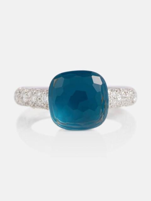 Nudo 18kt gold ring with London blue topaz and diamonds