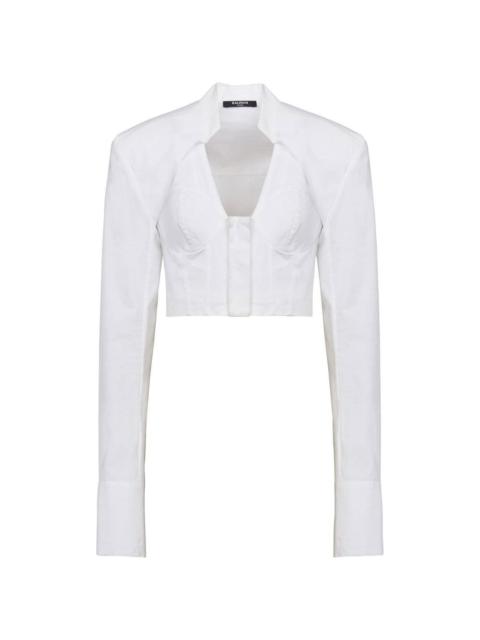 Balmain cropped cotton blouse