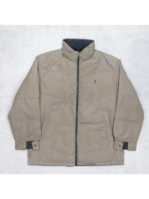 Other Designers Vintage 90s YSL Yves Saint Laurent Pour Homme Mini Logo Embroidered Bomber Puffer Down Reversible Ja