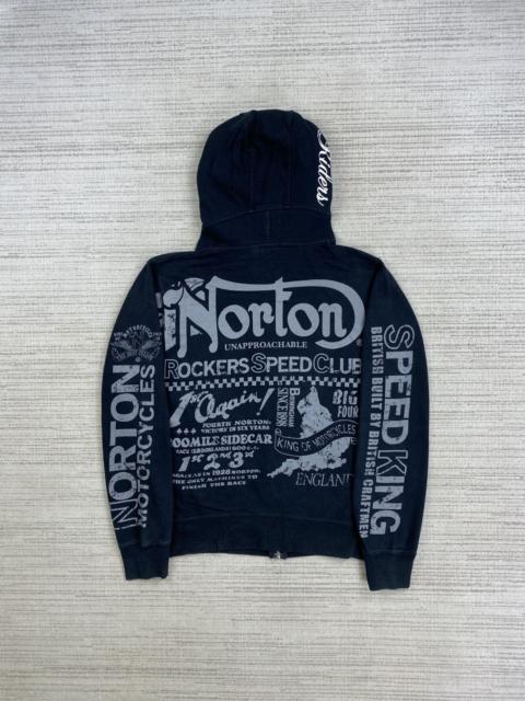 Other Designers Japanese Brand × Norton × Vintage - Vintage Norton Motorcycle Full Printed Zipper Hoodie Jacket