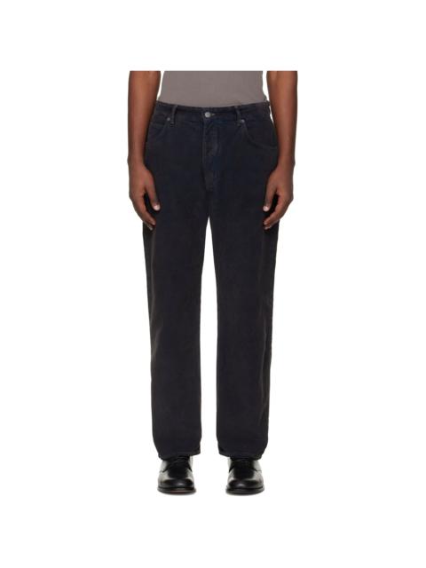 Studio Nicholson Navy Woodstock Corduroy Trousers