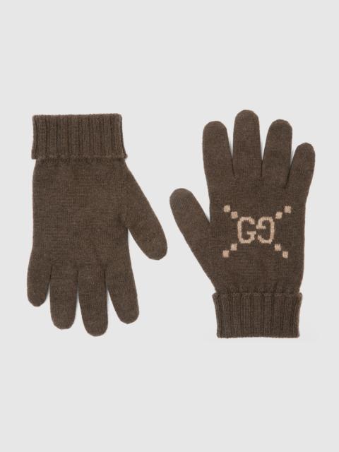 GUCCI GG cashmere jacquard gloves