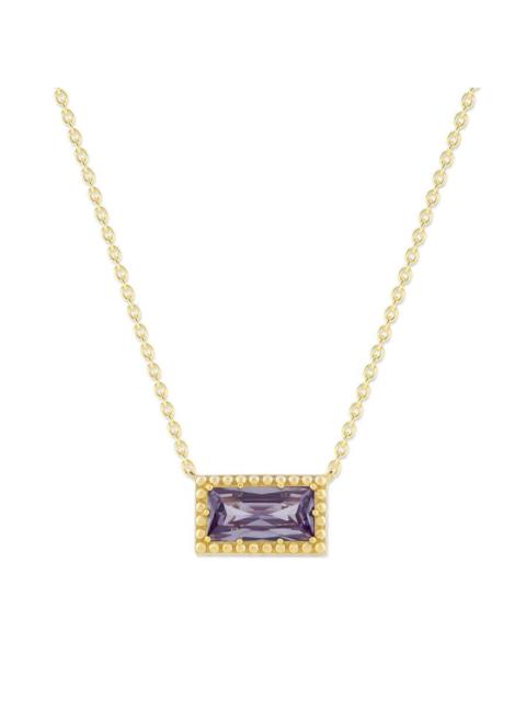 Other Designers DiamondMuse Belacqua Alexandrite June Birthstone Baguette Pendant Necklace in 14K Gold Plated Sterli