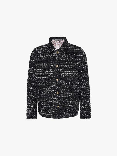 Utility-pocket regular-fit tweed woven jacket